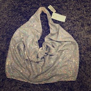 Silver Halter Top